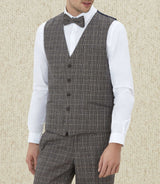 Gilet de costume Prince de Galles beige "Quempreinte" - IZAC