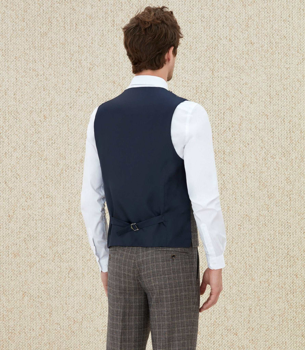 Gilet de costume Prince de Galles beige "Quempreinte" - IZAC