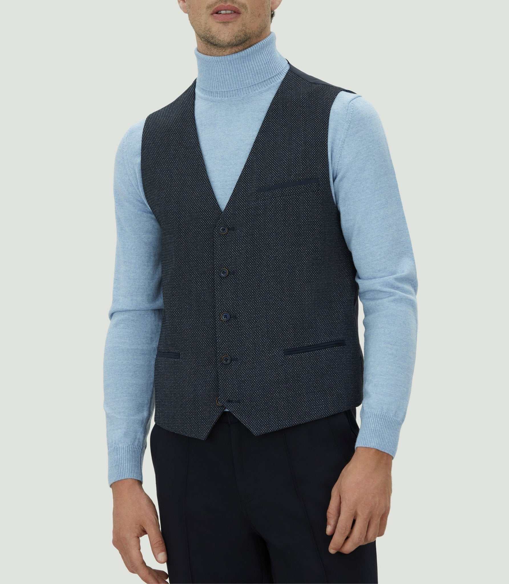 Gilet marine empiècements suède "Quincognito" - IZAC