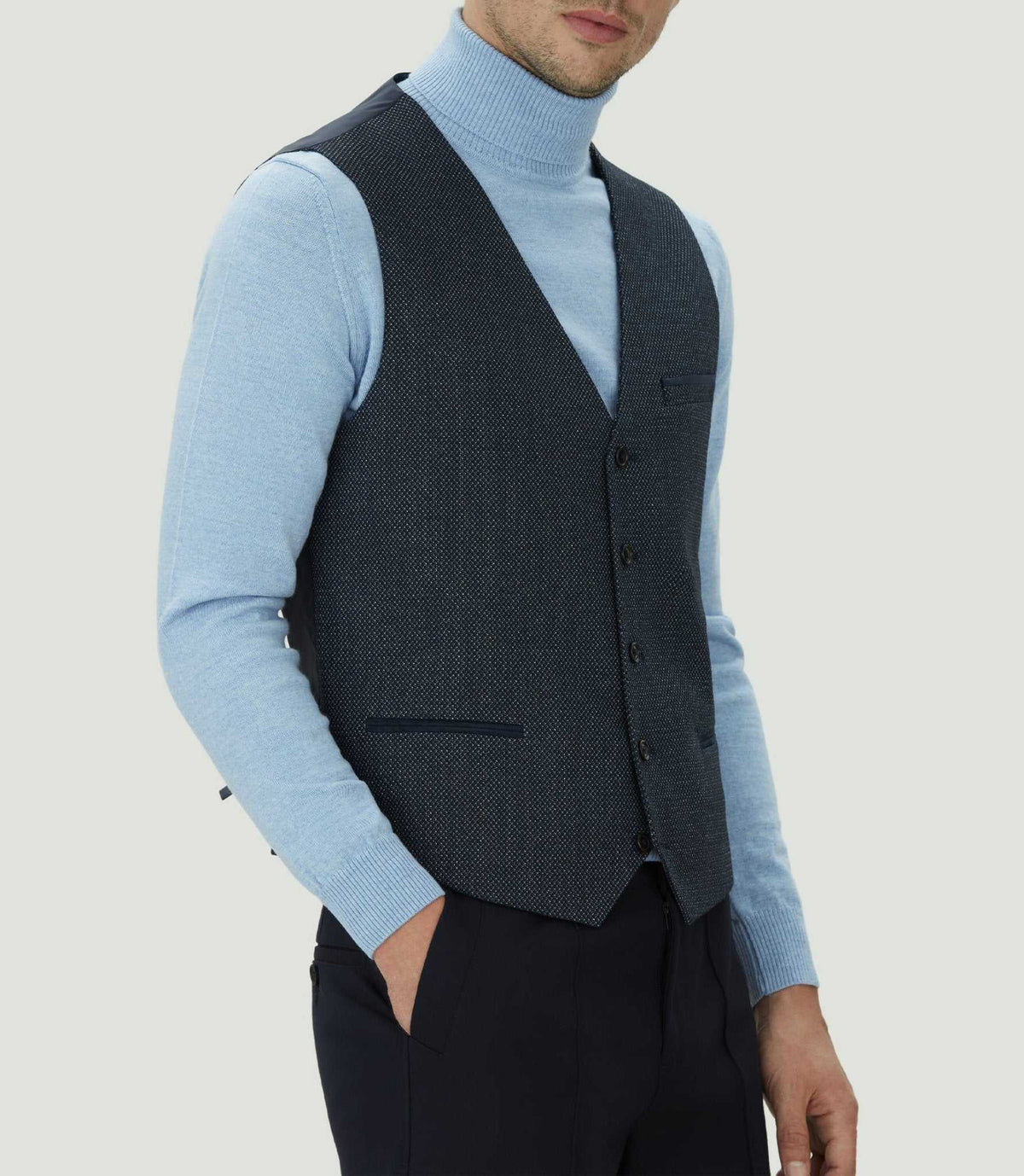Gilet marine empiècements suède "Quincognito" - IZAC