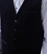 Gilet ville velours fantaisie bleu marine "Orecord" - IZAC