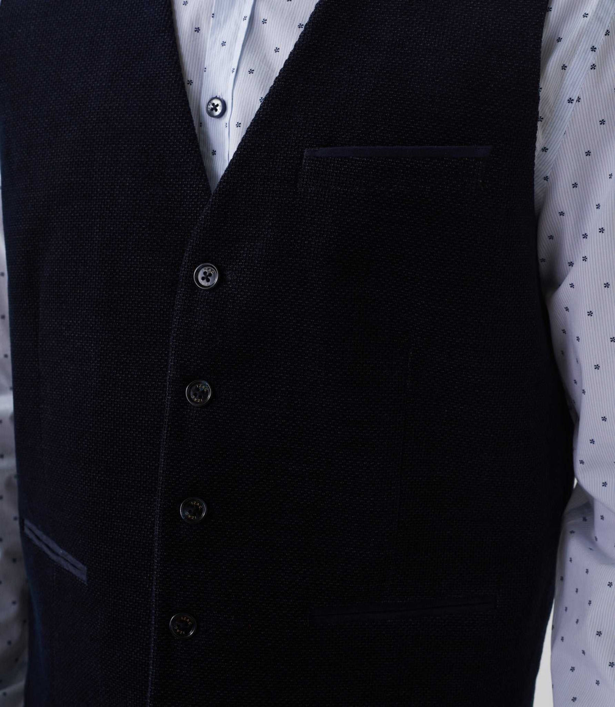 Gilet ville velours fantaisie bleu marine "Orecord" - IZAC