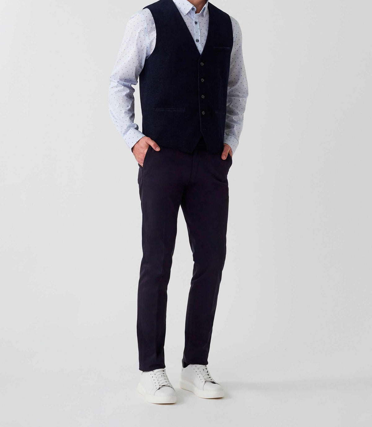 Gilet ville velours fantaisie bleu marine "Orecord" - IZAC