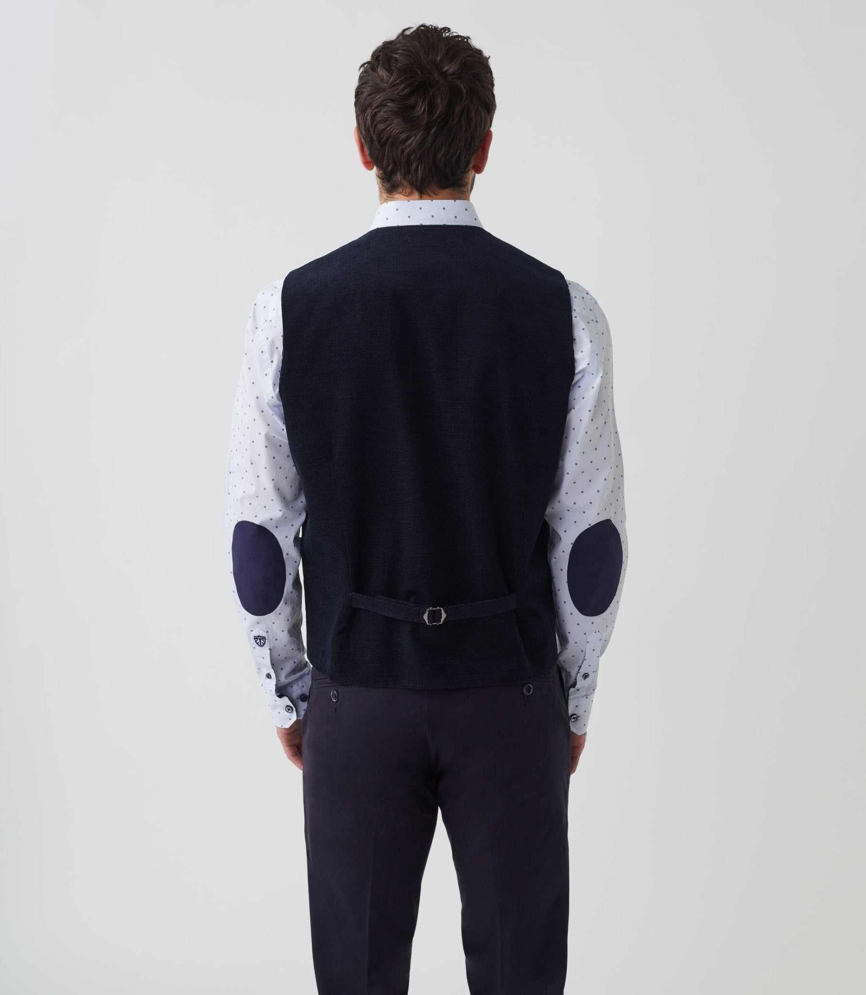 Gilet ville velours fantaisie bleu marine "Orecord" - IZAC