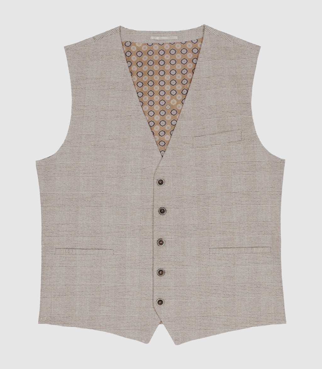 Gilet de costume à carreaux effet Prince de Galles beige XSWING - IZAC
