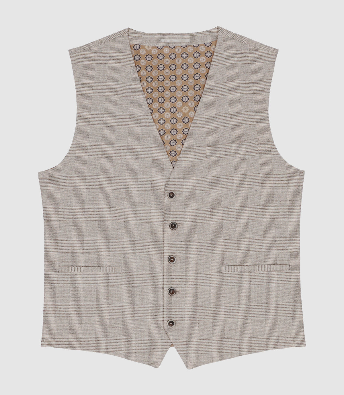 Gilet de costume à carreaux effet Prince de Galles beige XSWING - IZAC