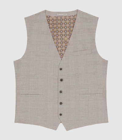 Gilet de costume à carreaux effet Prince de Galles beige XSWING - IZAC