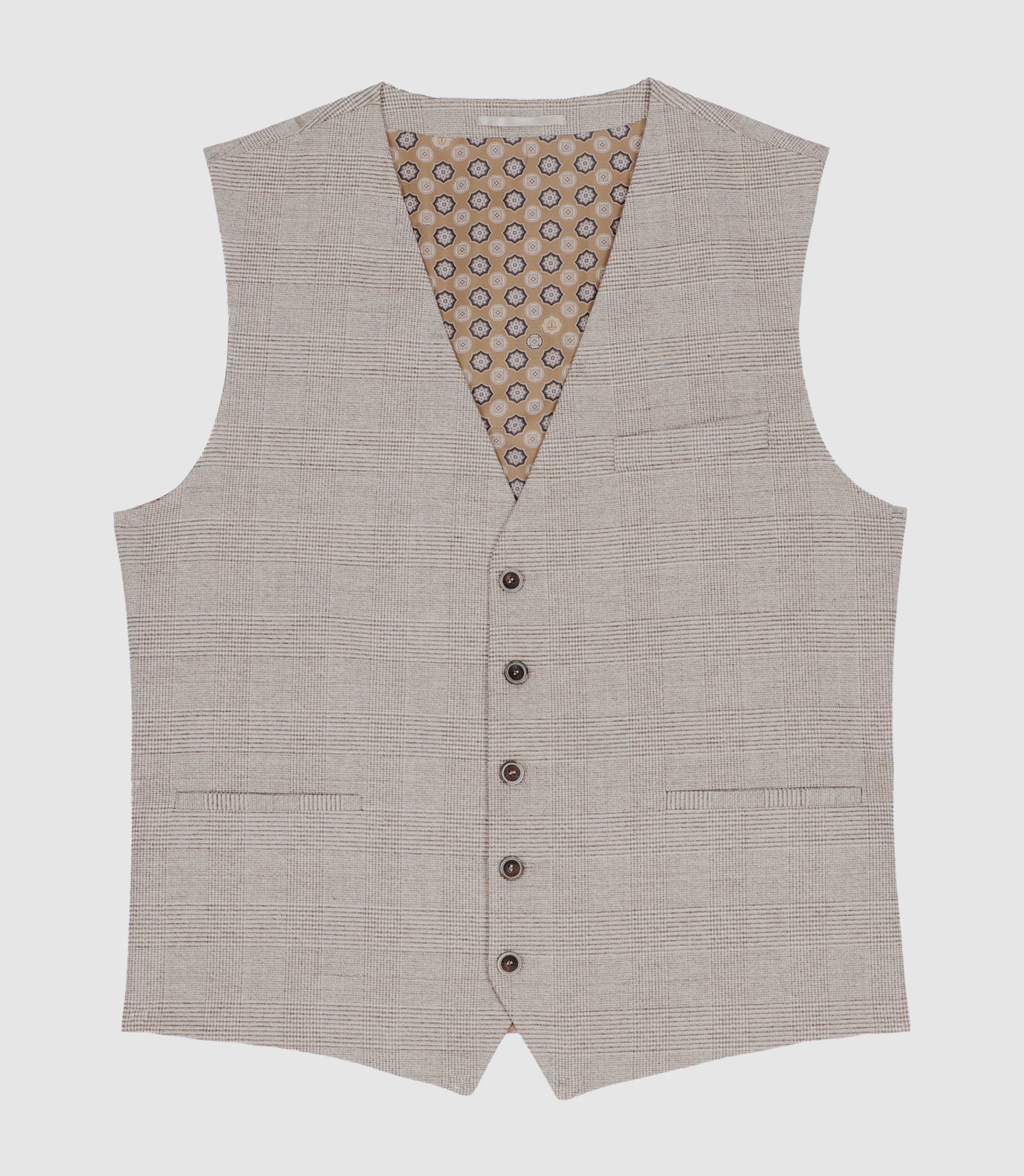 Gilet de costume à carreaux effet Prince de Galles beige XSWING - IZAC
