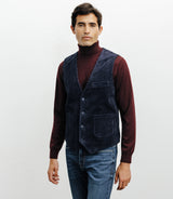 Gilet ville en velours côtelé marine - IZAC