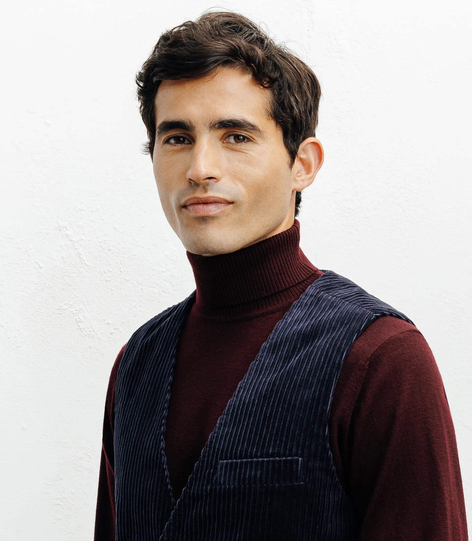 Gilet ville en velours côtelé marine - IZAC