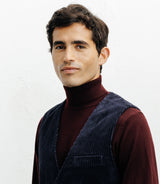 Gilet ville en velours côtelé marine - IZAC