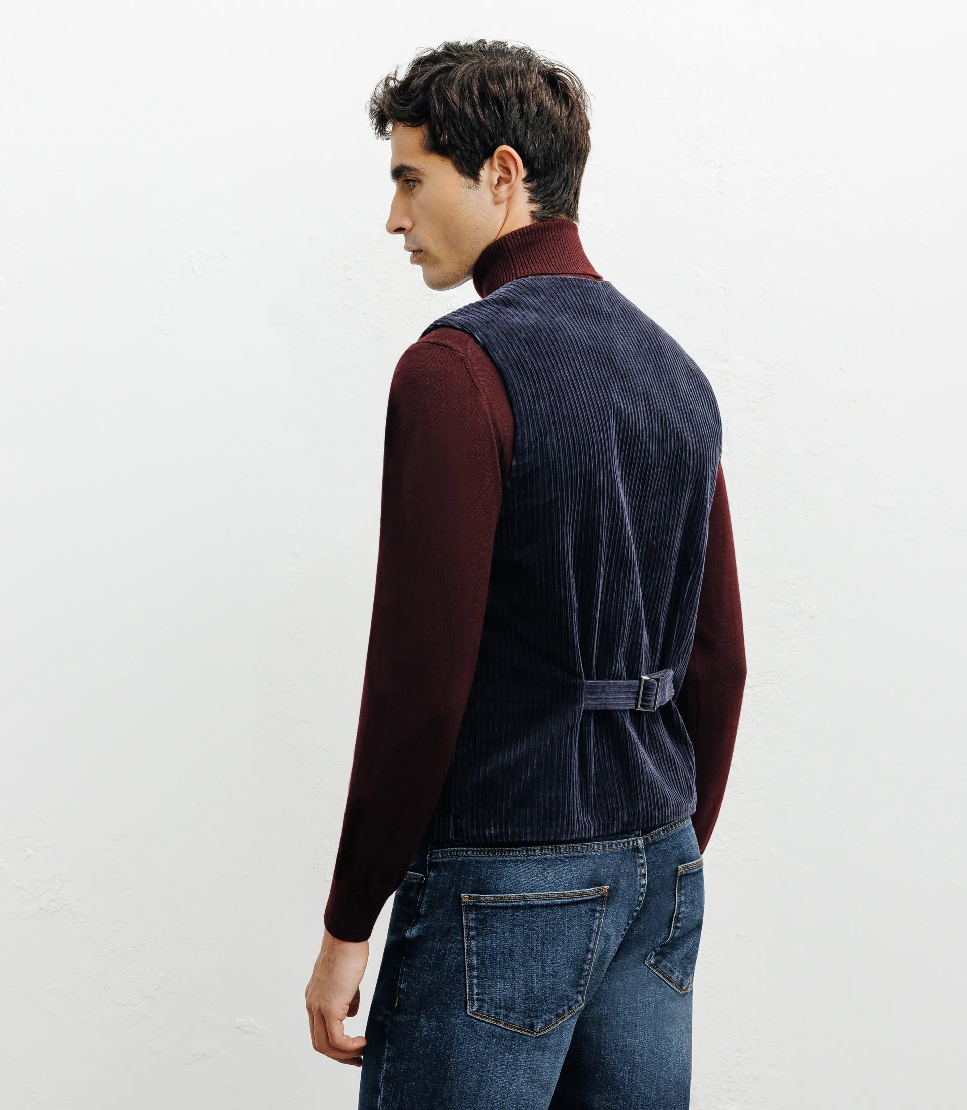 Gilet ville en velours côtelé marine - IZAC