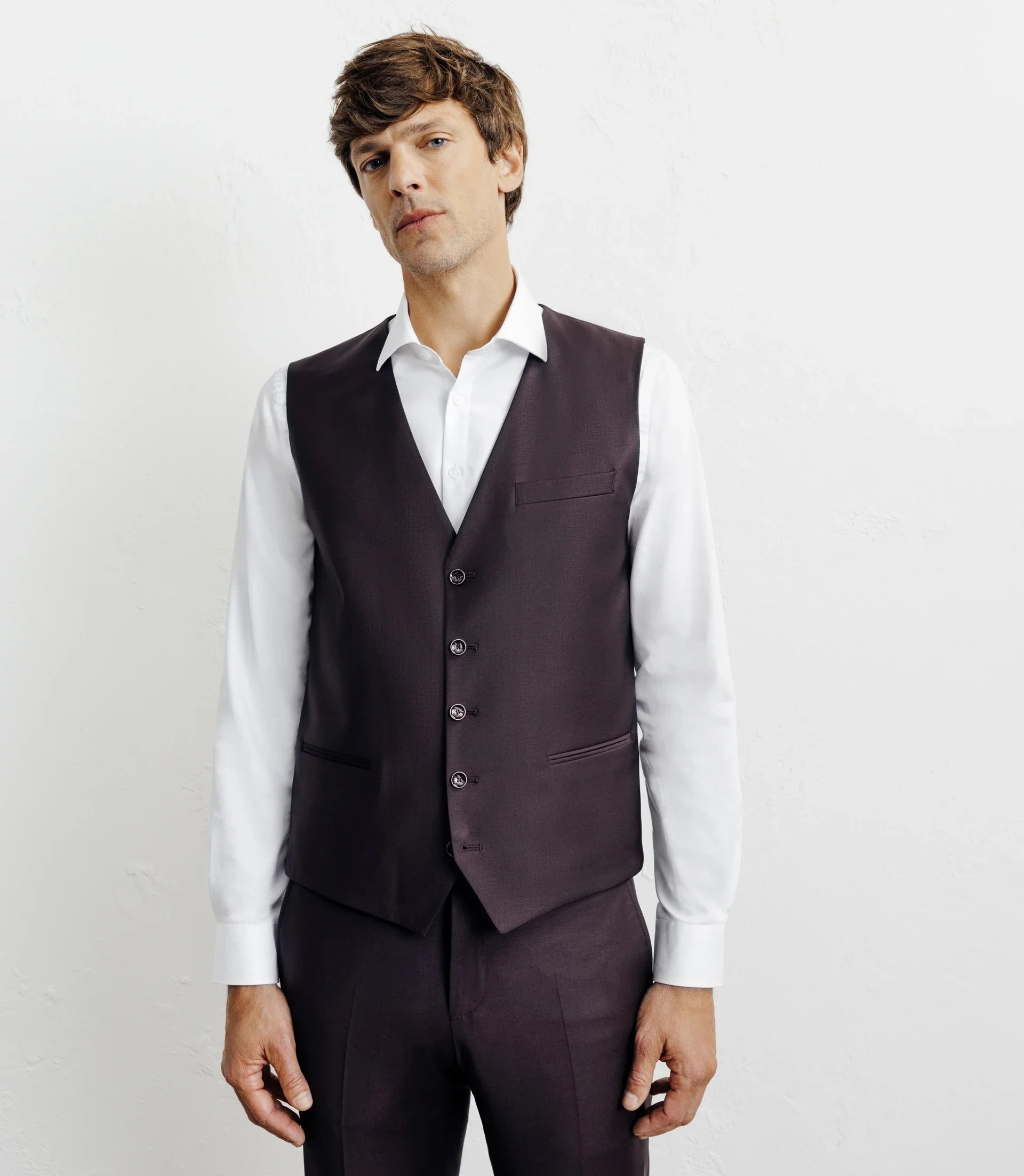 Gilet ville avec laine majoritaire bordeaux foncé - IZAC