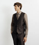 Gilet ville avec laine majoritaire marron - IZAC