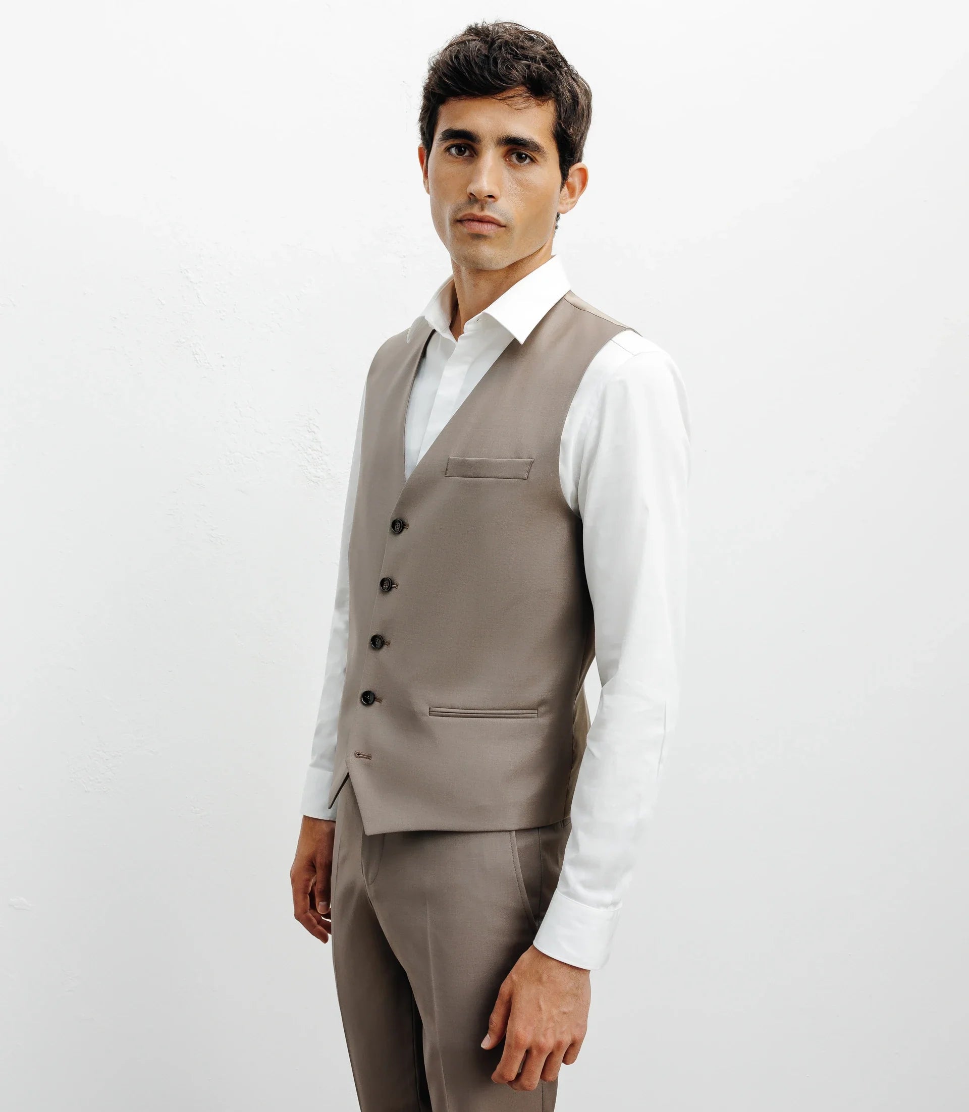 Gilet ville avec laine majoritaire taupe - IZAC
