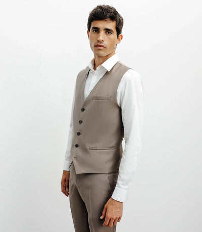 Gilet ville avec laine majoritaire taupe - IZAC