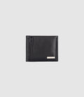 Portefeuille avec porte cartes en cuir noir WATT - IZAC