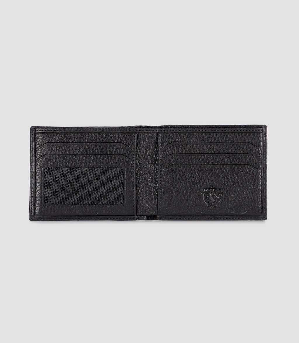 Portefeuille avec porte cartes en cuir noir WATT - IZAC