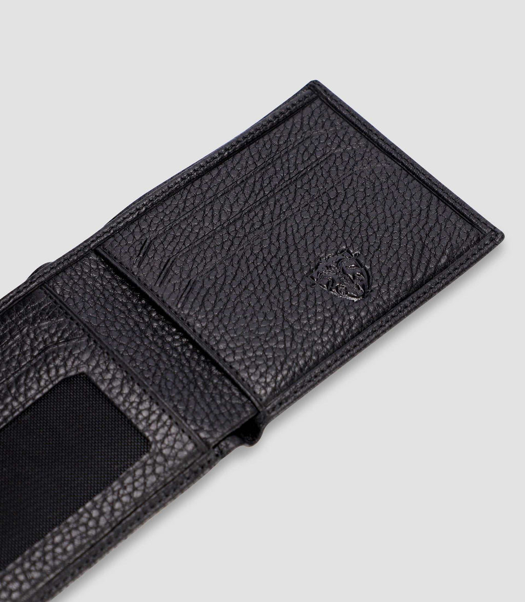 Portefeuille avec porte cartes en cuir noir WATT - IZAC