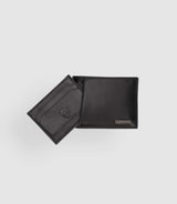 Portefeuille en cuir lisse noir - IZAC