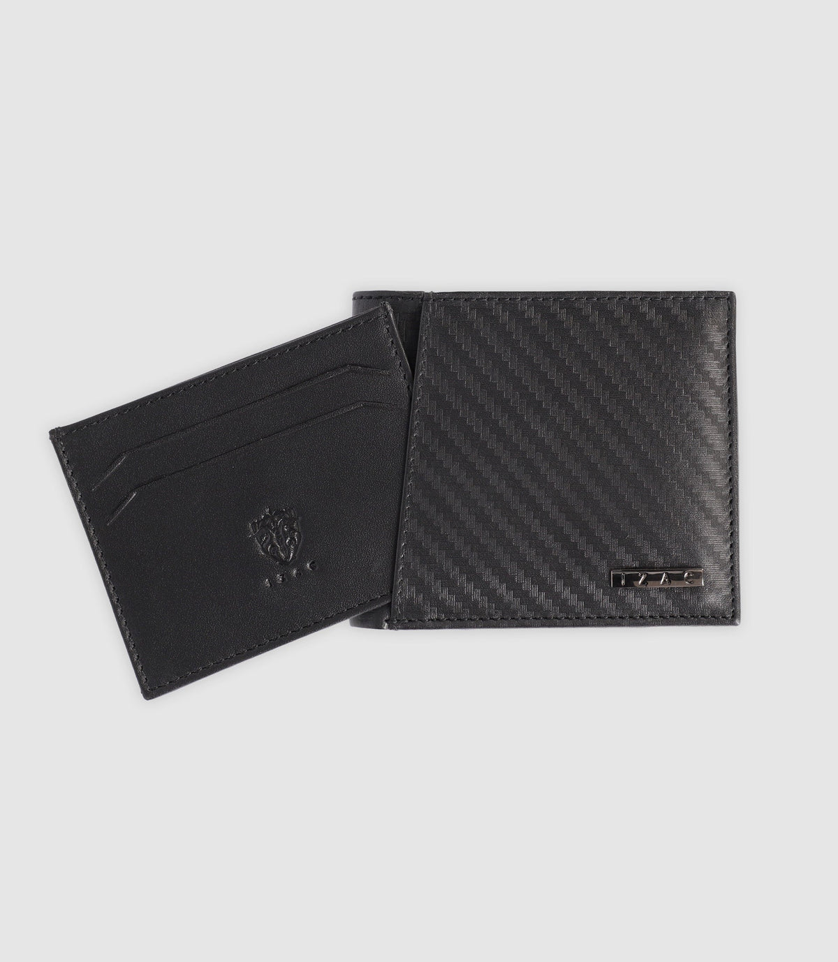 Portefeuille en cuir avec plaque noir - IZAC