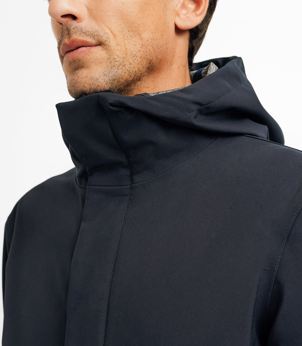 Blouson parka longue marine - IZAC