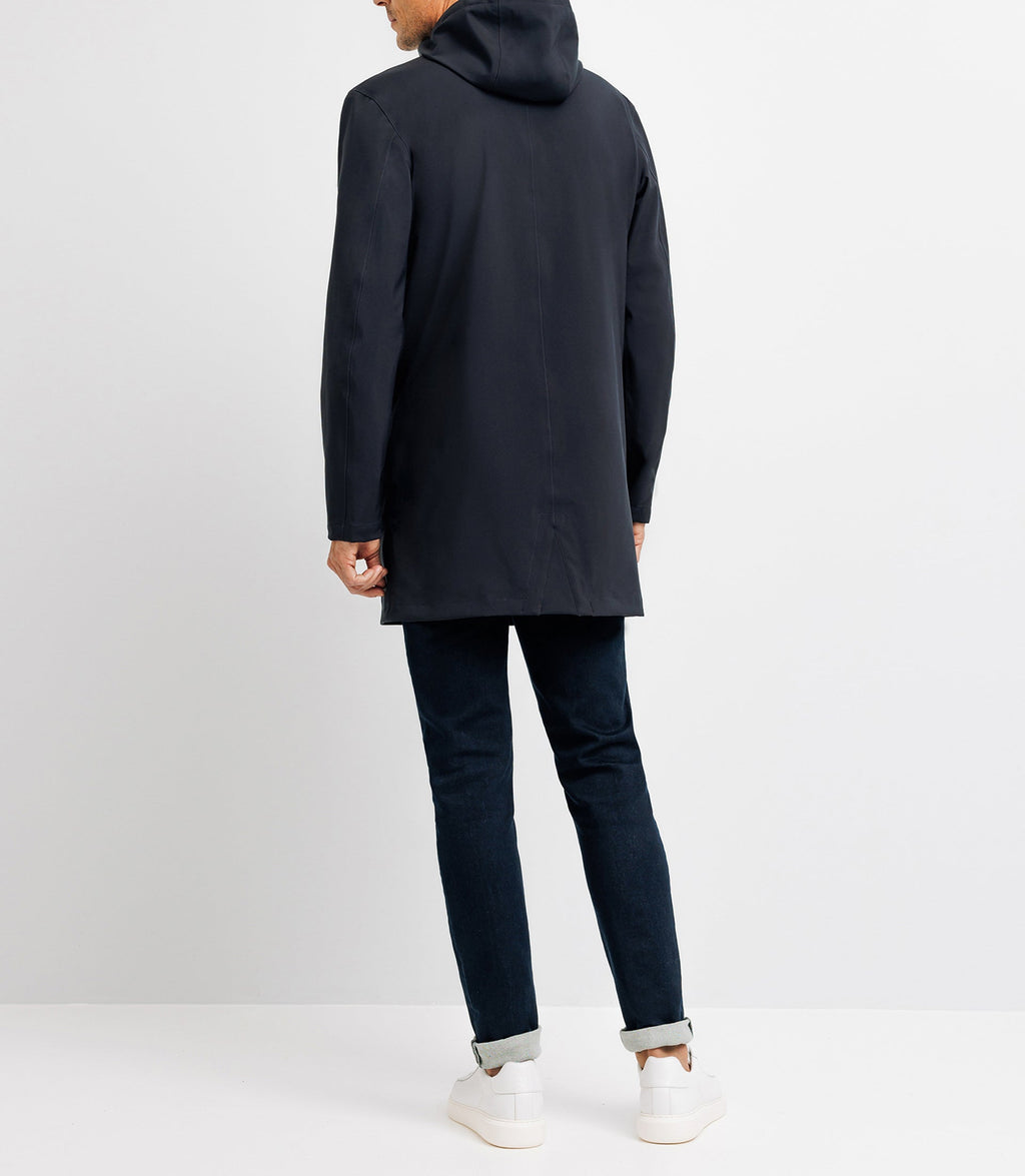 Blouson parka longue marine - IZAC