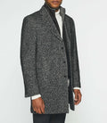Manteau ville en tweed noir ICE - IZAC