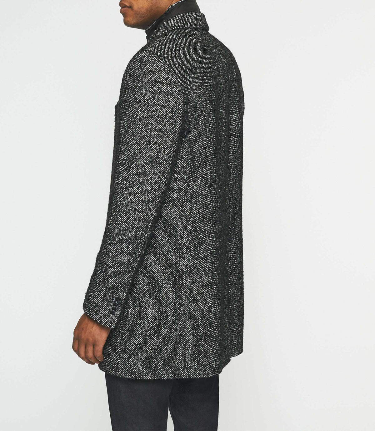Manteau ville en tweed noir ICE - IZAC
