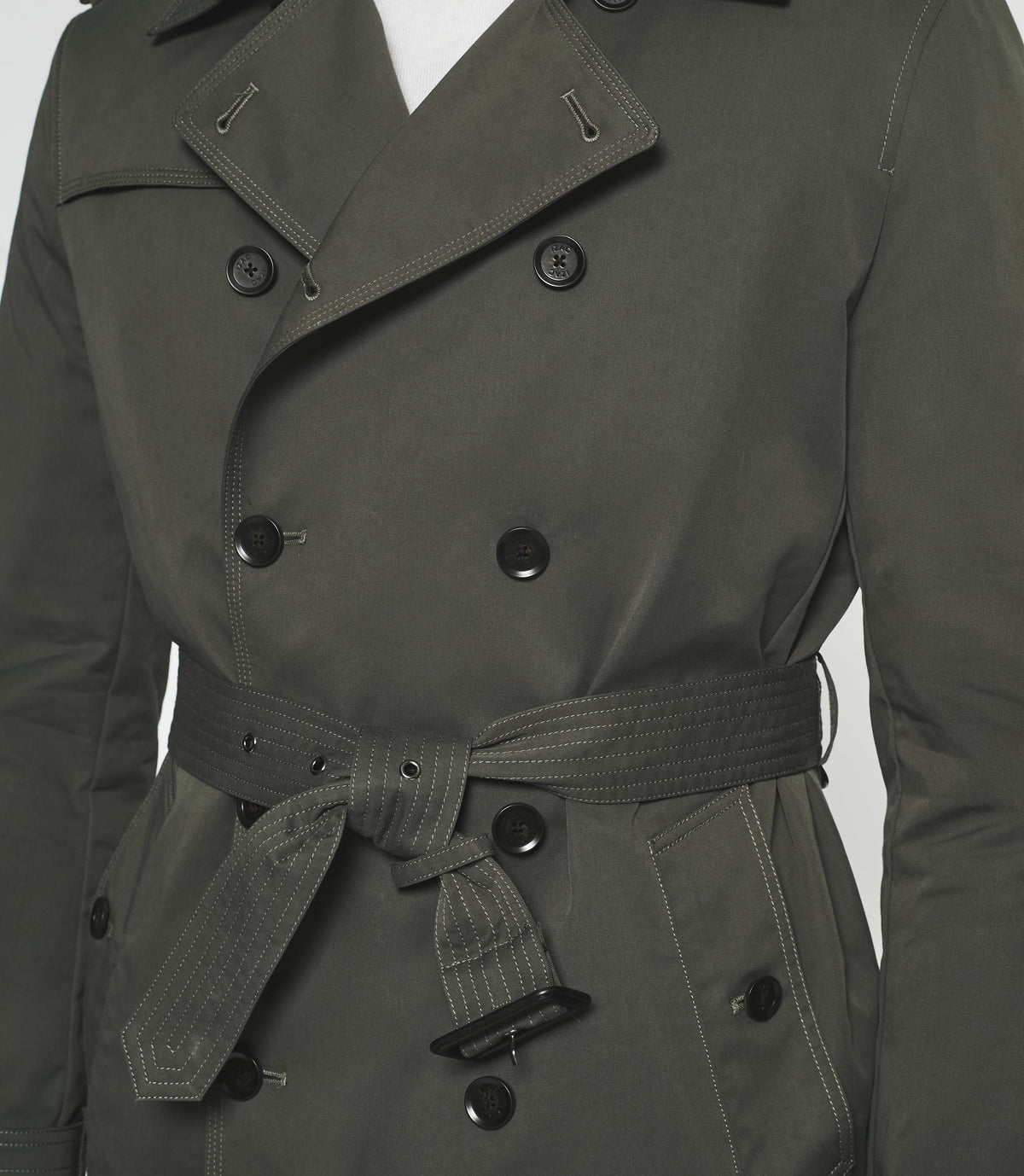 Trench croisé en coton kaki foncé IDANO - IZAC