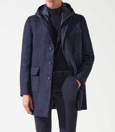 Manteau croisé bleu indigo ILLUMI - IZAC