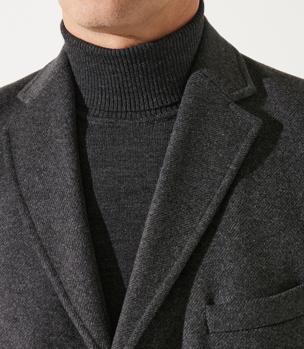 Manteau en laine et cachemire gris anthracite ISAOBT - IZAC