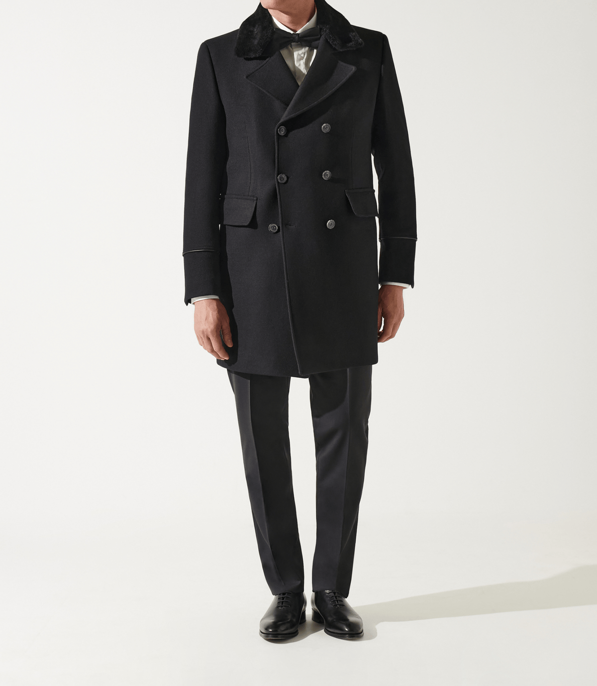Manteau croisé col fourrure noir ISIO - IZAC