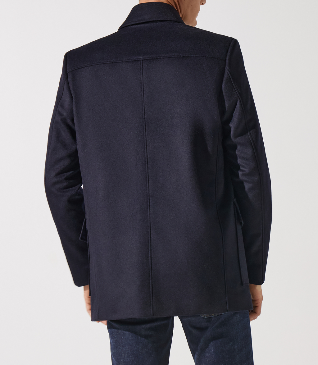 Manteau en laine cachemire marine ITALO - IZAC