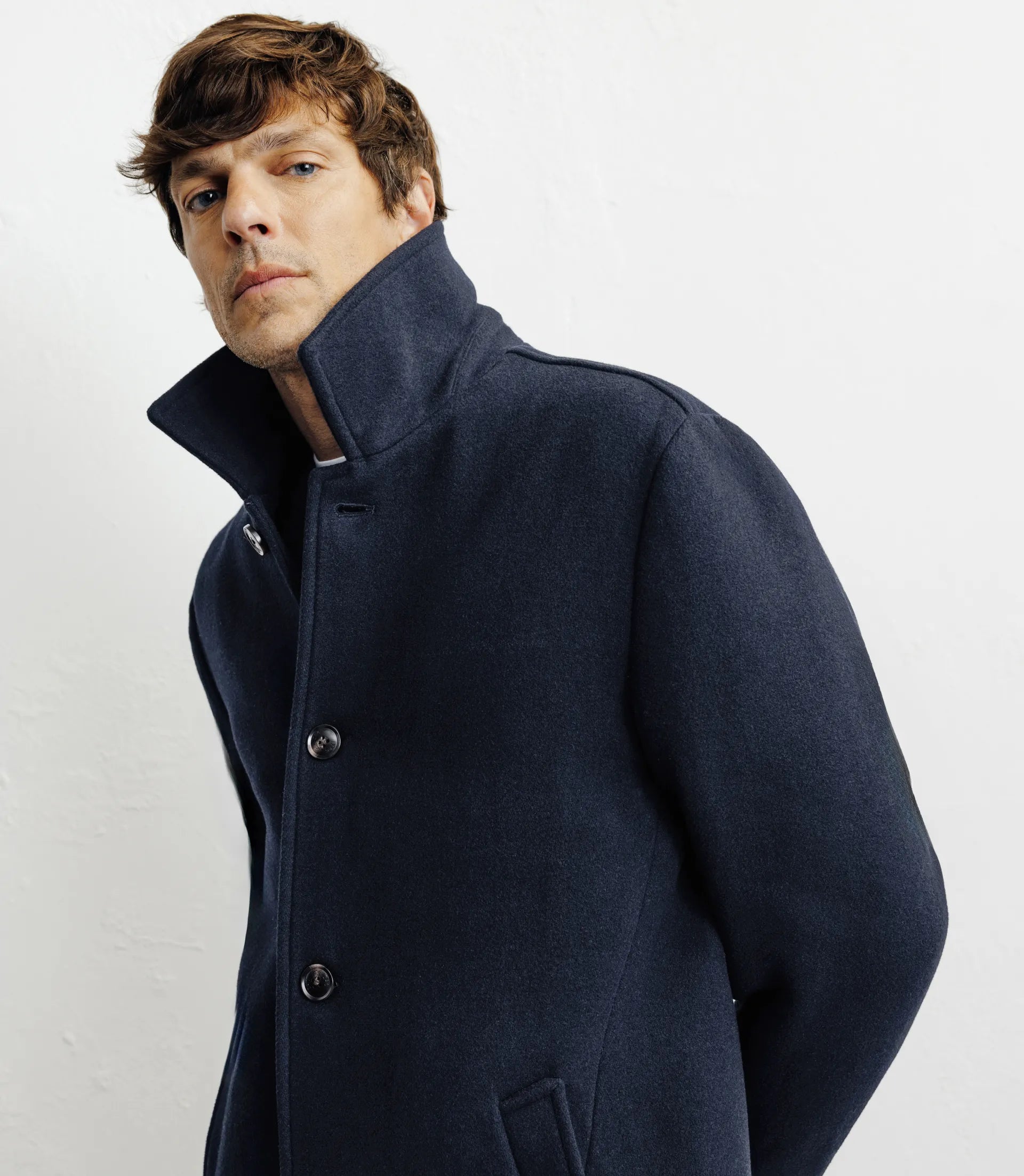 Manteau long droit marine