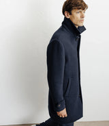 Manteau long droit marine