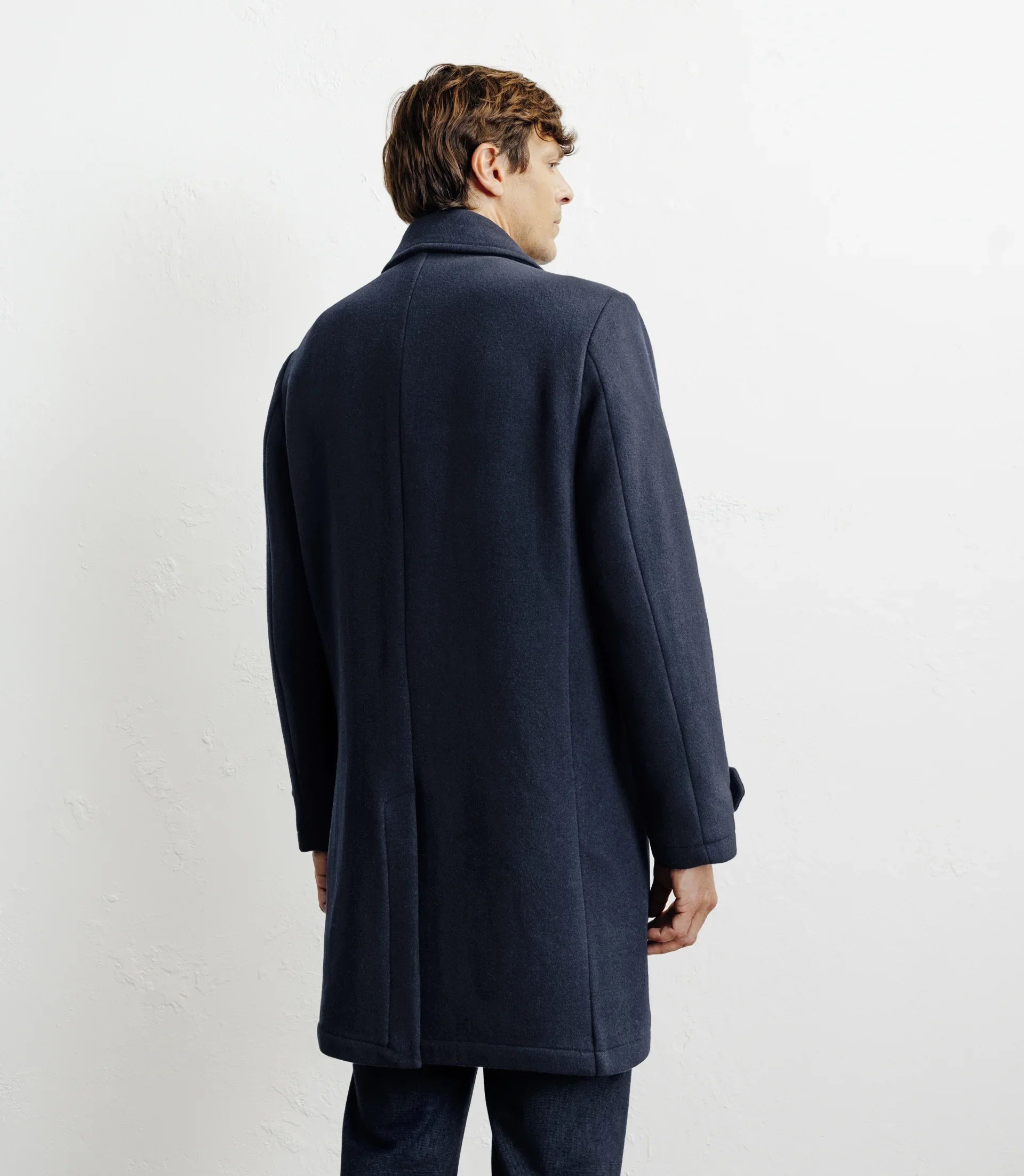 Manteau long droit marine