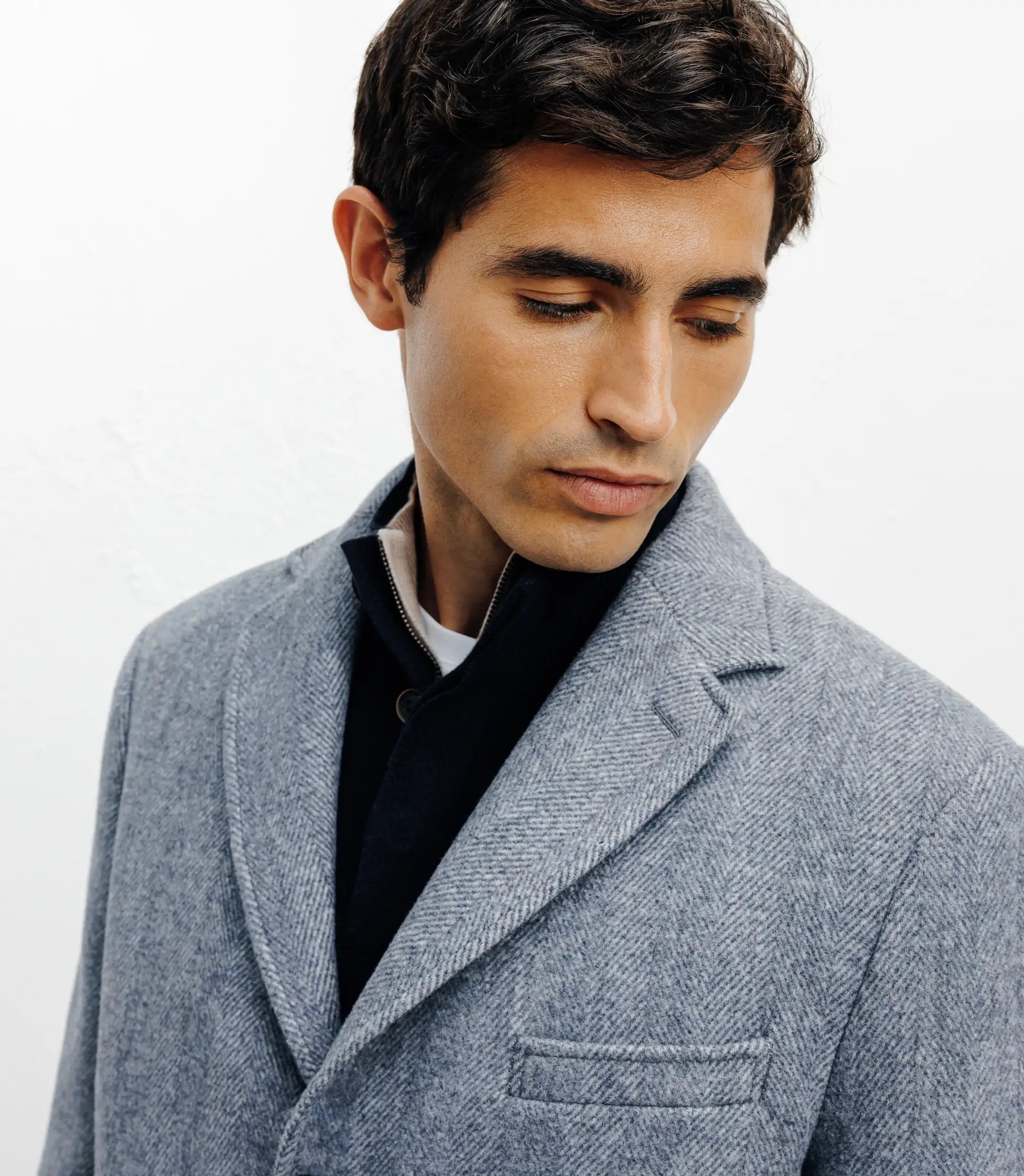 Manteau en laine avec boutons bleu