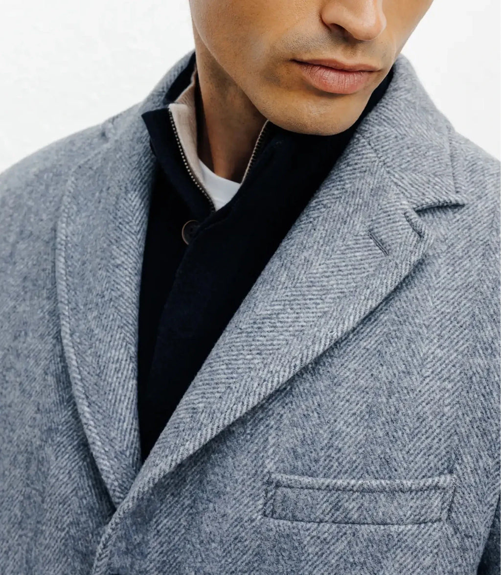 Manteau en laine avec boutons bleu - IZAC