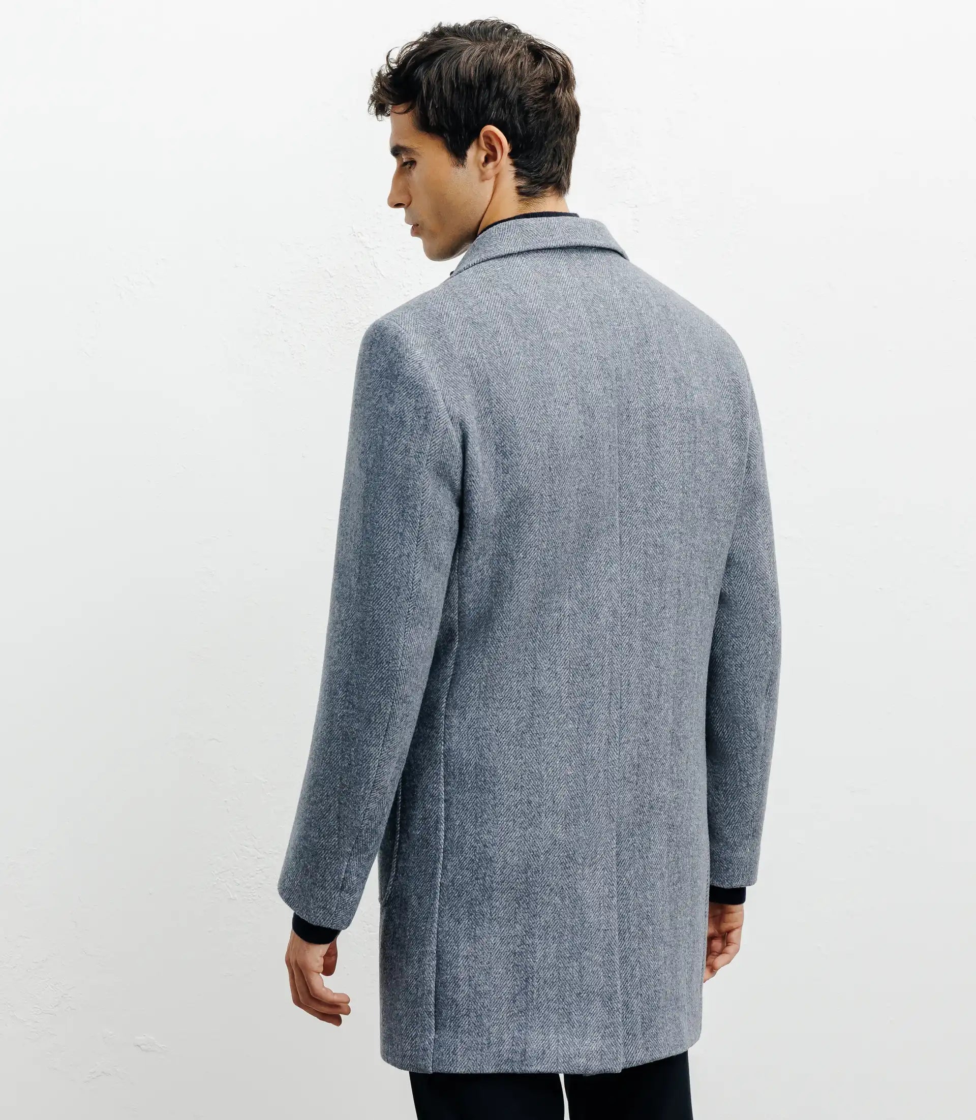 Manteau en laine avec boutons bleu