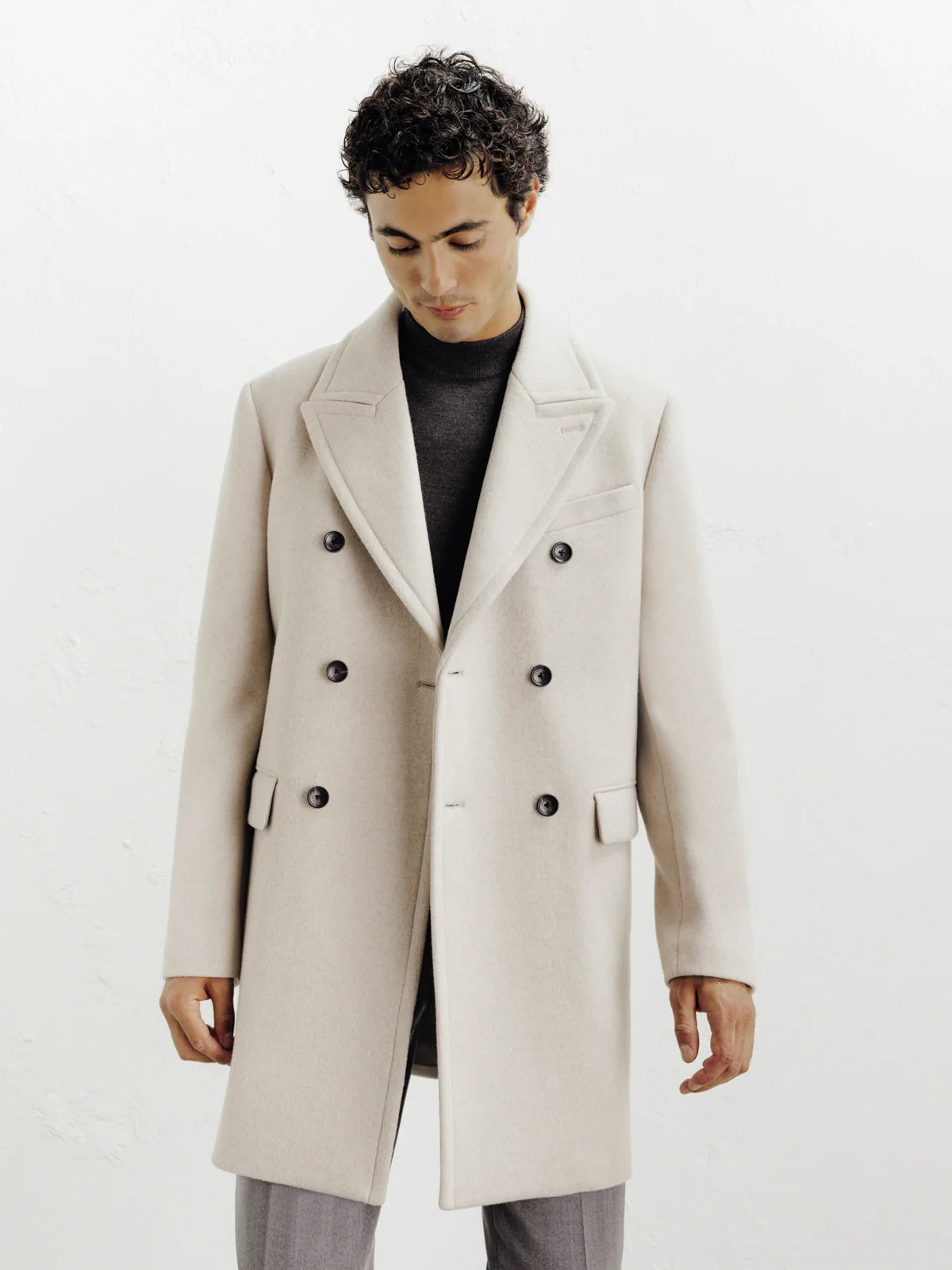 Manteau ville croisé beige - IZAC