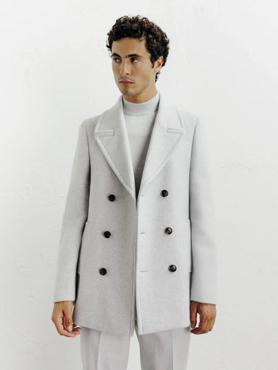 Caban en laine mélangé gris clair - IZAC