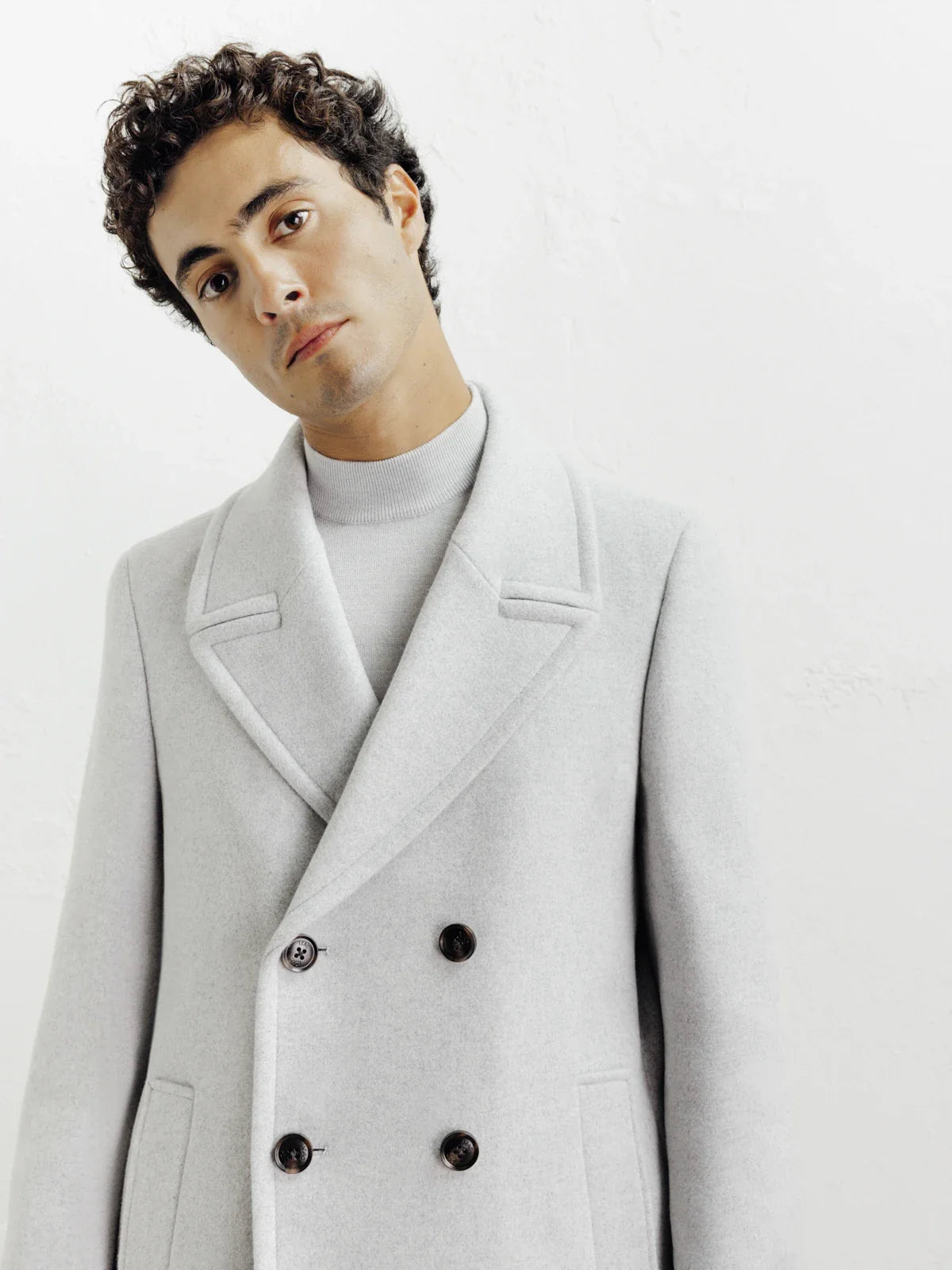 Caban en laine mélangé gris clair - IZAC