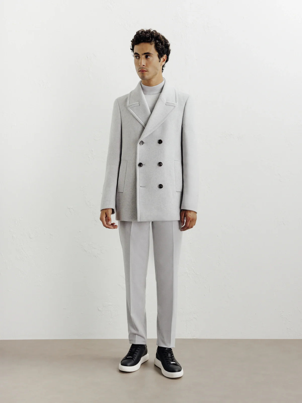 Caban en laine mélangé gris clair - IZAC