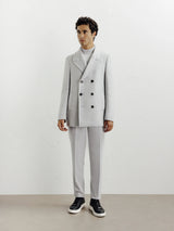 Caban en laine mélangé gris clair - IZAC