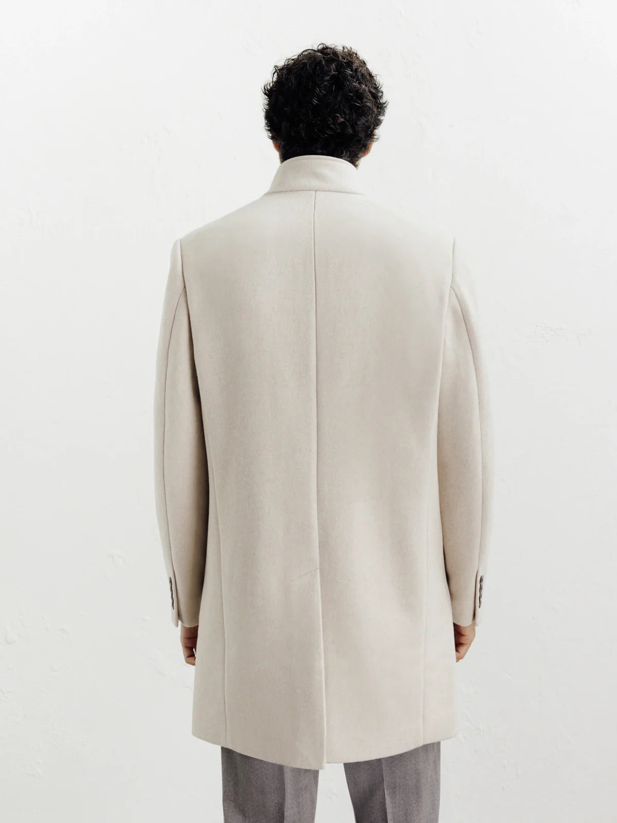 Manteau ville à col mao beige - IZAC