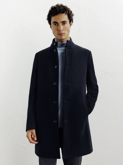 Manteau ville à col mao marine - IZAC