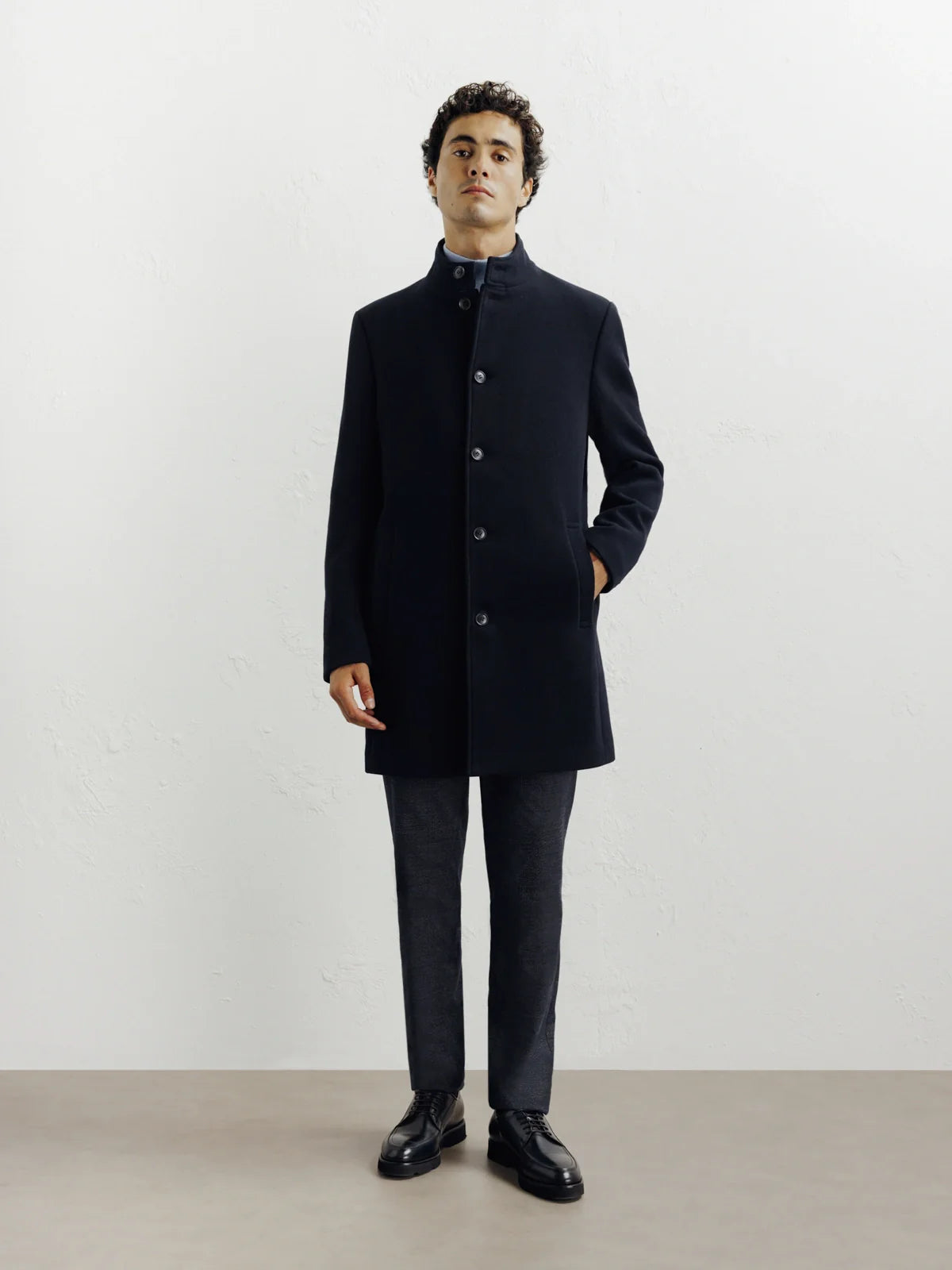 Manteau ville à col mao marine - IZAC