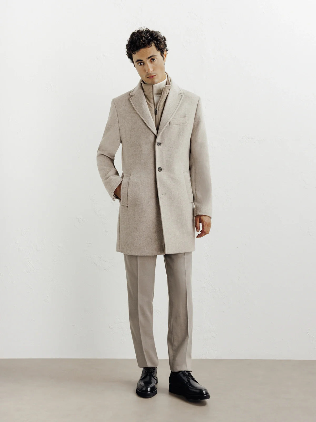 Manteau ville à parmenture amovible beige - IZAC