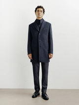 Manteau ville à parmenture amovible bleu denim - IZAC